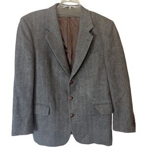 English Manor Men's Blazer Jacket Brown Herringbone sportscoat 42R Wool Country